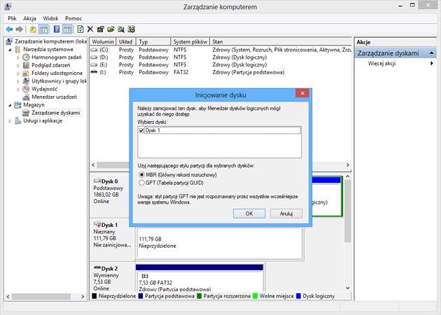 Windows 8 - tablica partycji
