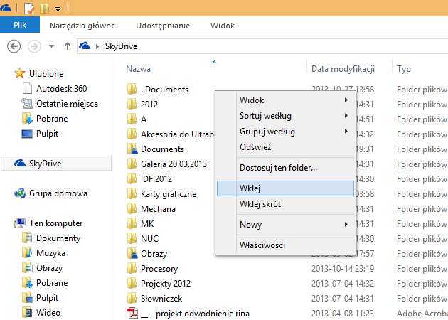 Skydrive - dodanie dowolnego folderu