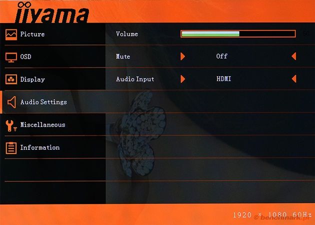 Iiyama ProLite X82776QS menu OSD