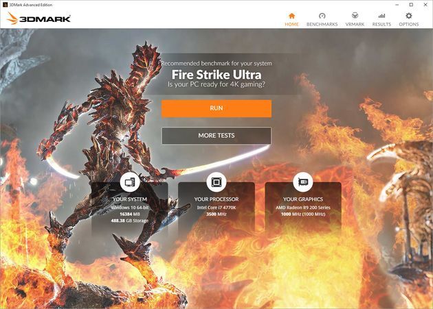 3DMark menu