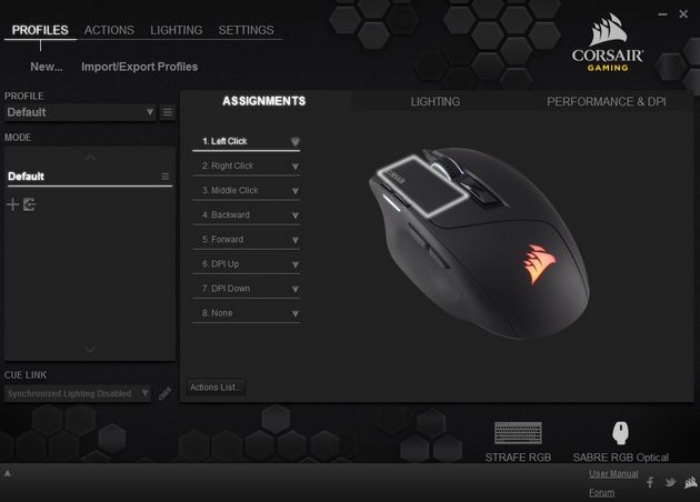 Corsair Sabre Optical RGB - Corsair Utility Engine profile