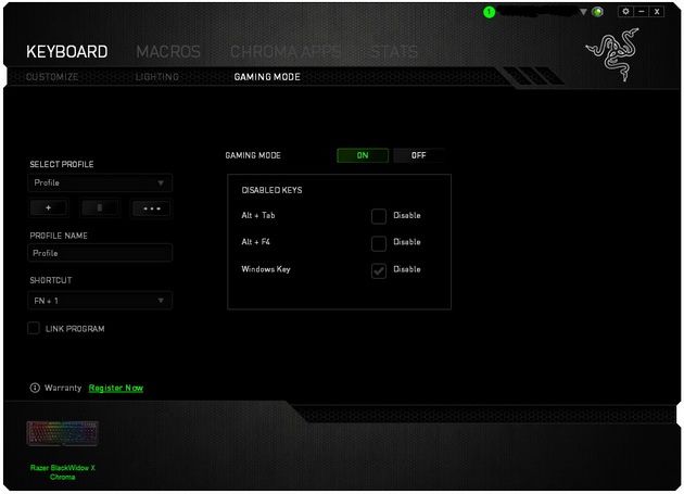 Razer BlackWidow X Chroma - oprogramowanie Synapse i skróty do trybu gracza