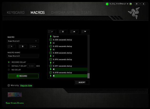 Razer Ornata Chroma - tworzenie makr w Razer Synapse