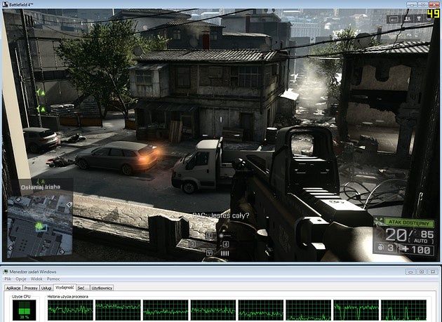 Obciążenie procesora Battlefield 4