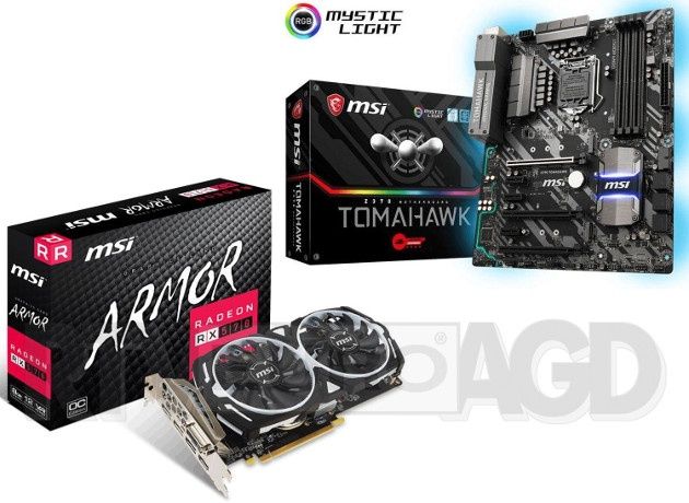 Płyta główna MSI Z370 Tomahawk + karta graficzna MSI Radeon RX 570 ARMOR 8GB OC