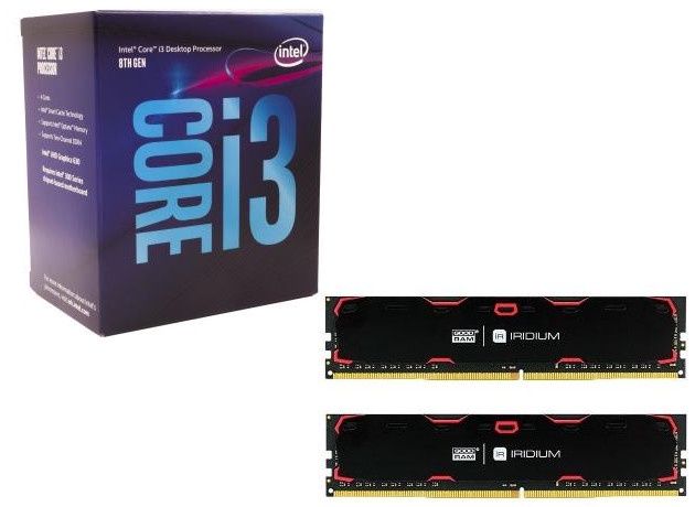Procesor Intel Core i3-8300, 3,7 GHz + 2x 4 GB pamięci Goodram Iridium DDR4 2400 CL17