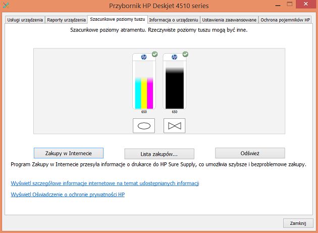 HP Deskjet Ink Advantage 4515 poziom tuszu