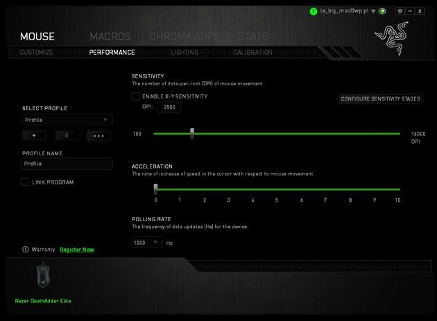 Razer DeathAdder Elite - progi rozdzielczości