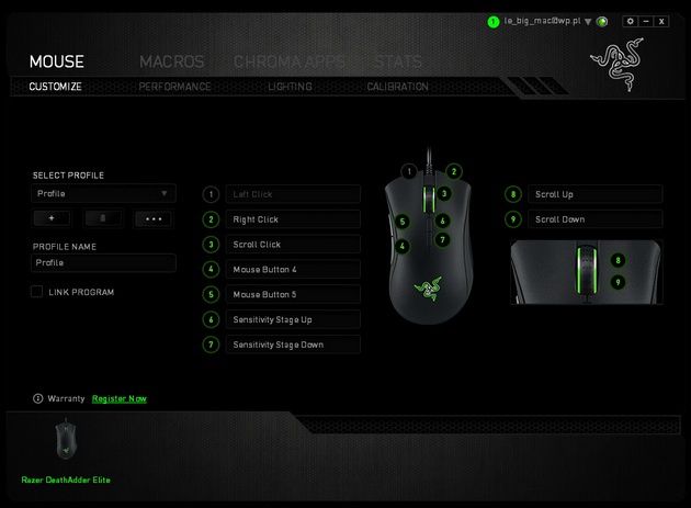 Razer DeathAdder Elite - ustawienia myszy