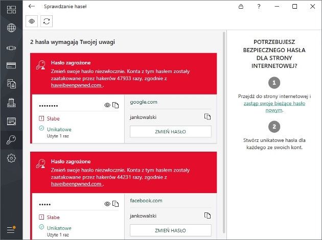 Kaspersky Password Manager hasła