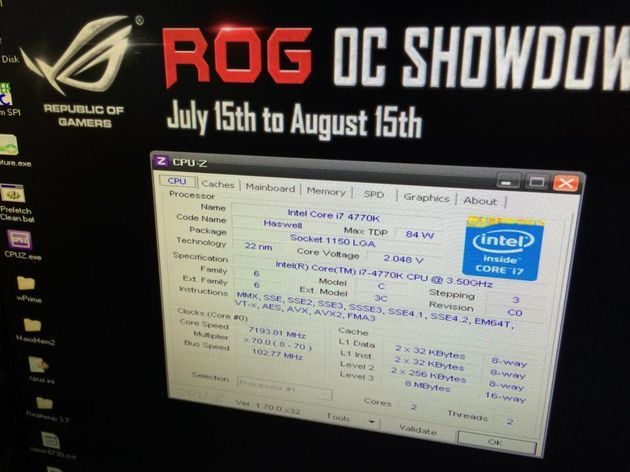 Intel Core i7-4770K rekord podkręcania procesora do 7194 MHz