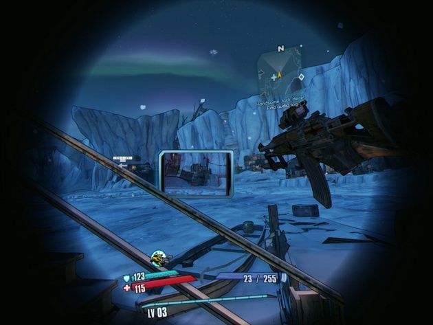 Borderlands 2 VR - widok z lunety broni