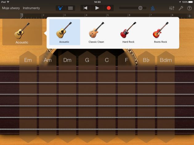 Program Garageband w iPad mini 4