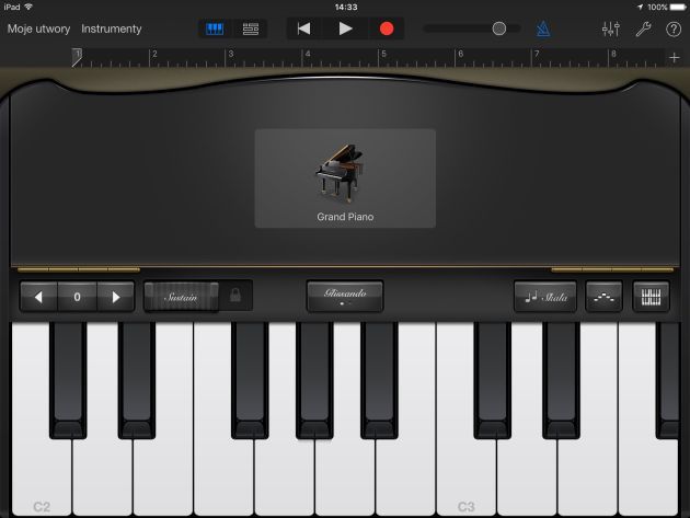 Program Garageband w iPad mini 4