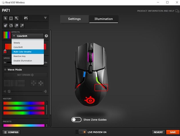 SteelSeries Engine 3  - wybór kolorów