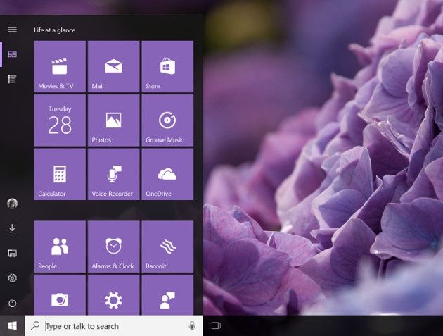 Windows 10 Creators Update menu