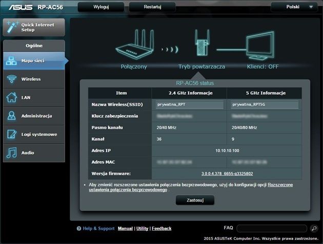 Asus RP-AC56 Mapa sieci