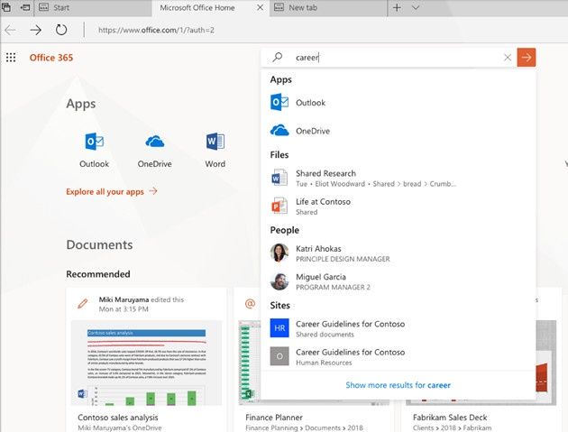 Windows Search home