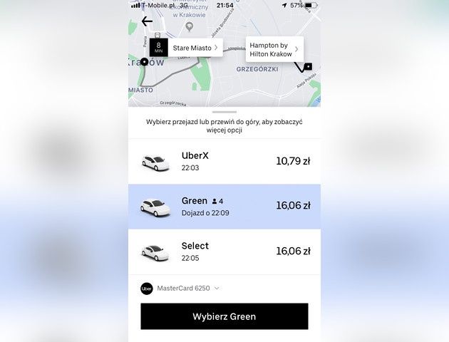 Uber Green aplikacja