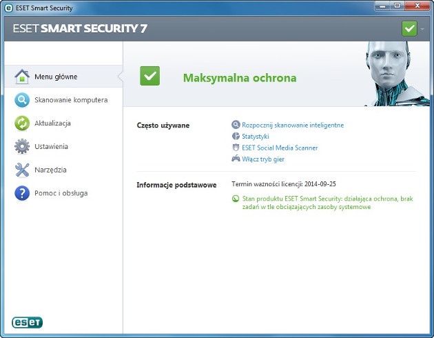 eset smart security 7 okno programu