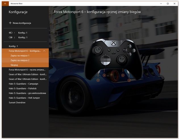 Xbox Elite - Windows 10 i wybór profilu w aplikacji Akcesoria Xbox
