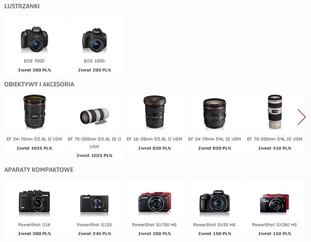 Cashback Canon - aparaty