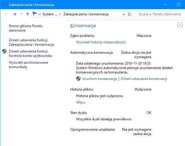 Windows 10 konserwacja