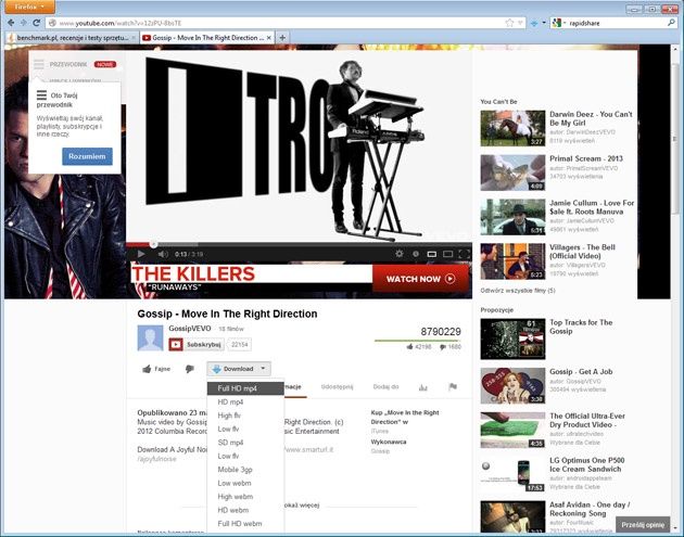 Pobieranie filmów z Youtube