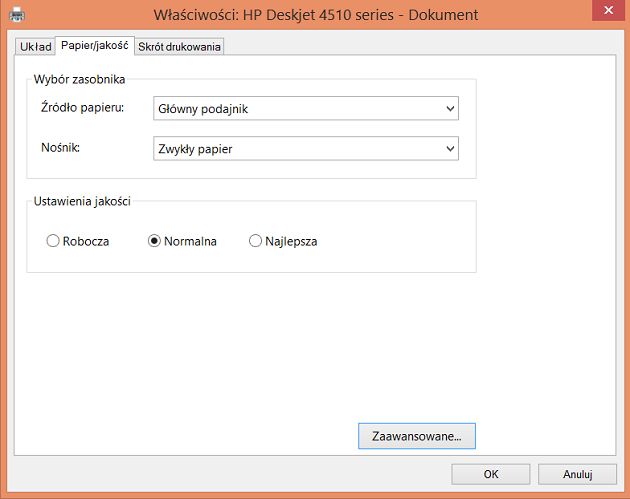 HP Deskjet Ink Advantage 4515 ustawienia druk