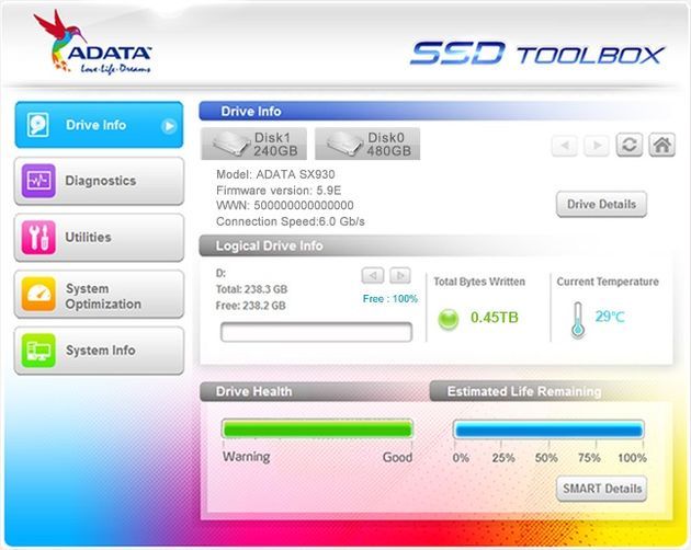 ADATA SSD Toolbox aplikacja