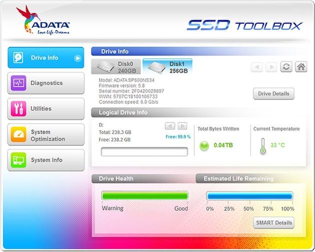 ADATA SSD Toolbox aplikacja