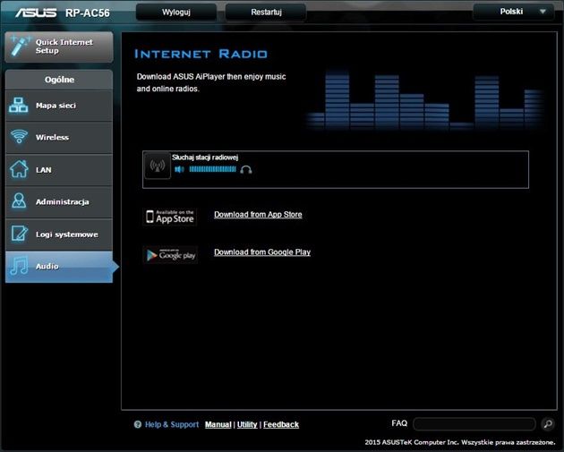 Asus RP-AC56 zakładka audio
