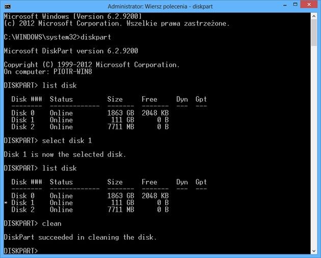 Windows 8 - tablica partycji