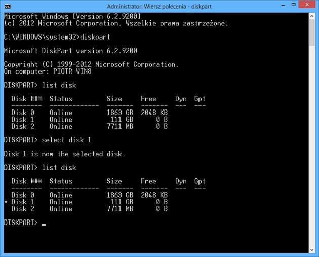 Windows 8 - tablica partycji