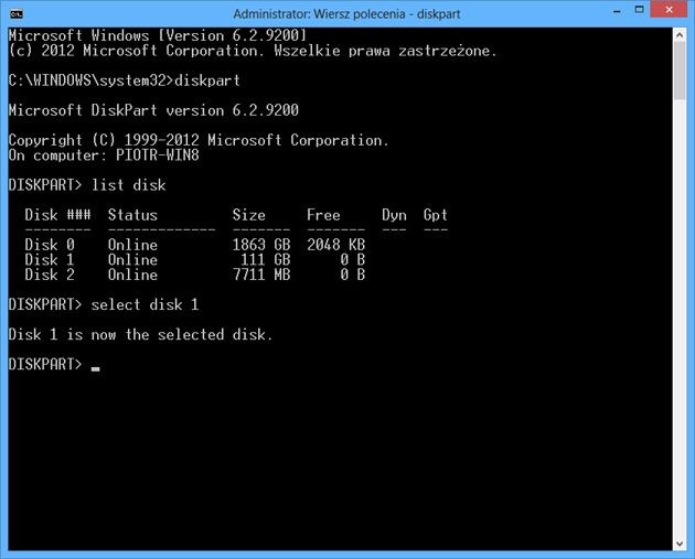 Windows 8 - tablica partycji