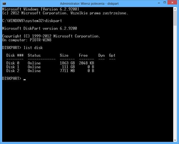 Windows 8 - tablica partycji