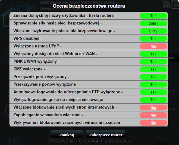 Wynik skanu bezpieczeństwa