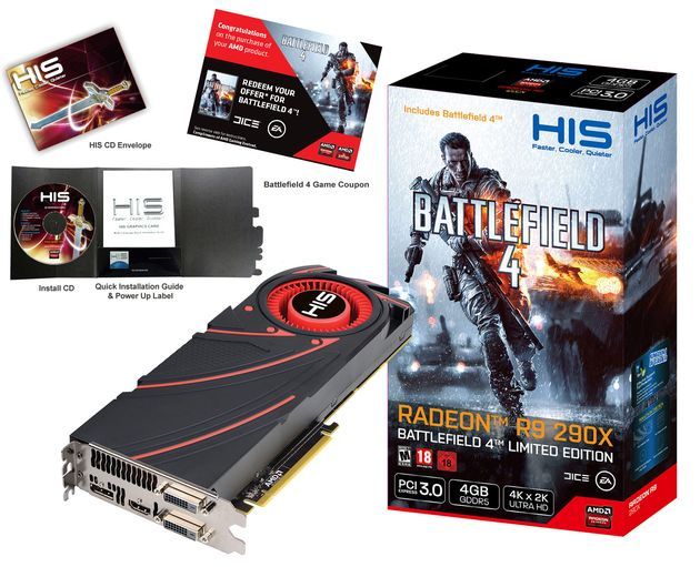 HIS Radeon R9 290X Battlefield 4 karta graficzna zdjęcie opakowanie