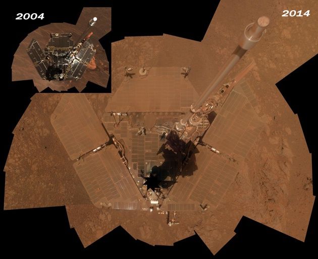 Łazik Opportunity w 2004 i 2014 roku