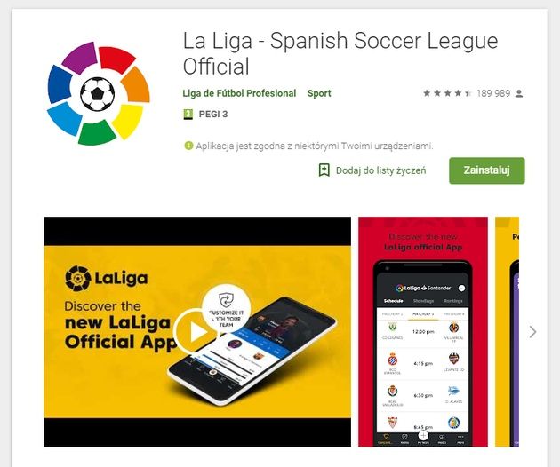 La Liga aplikacja