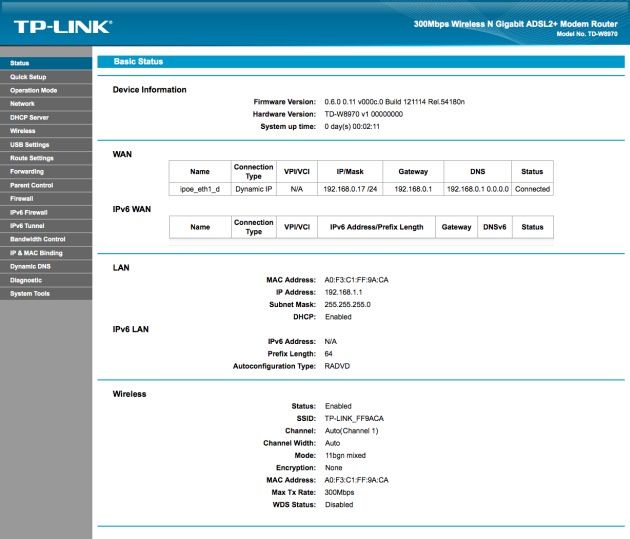 TP-Link TL-W8970N wan