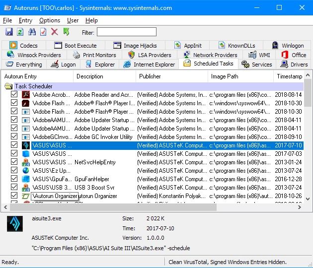 Windows 10 Autoruns harmonogram zadań