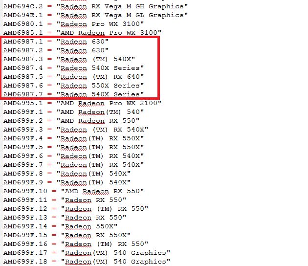 AMD Radeon 630 i RX 640 - sterowniki