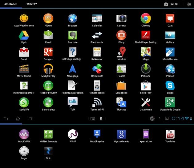 Sony Xperia S aplikacje