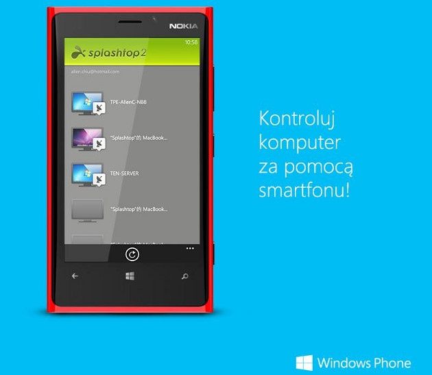 splashtop 2 aplikacja zdalny dostęp remote desktop smartfon windows phone 8
