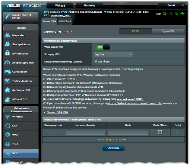 Menu VPN