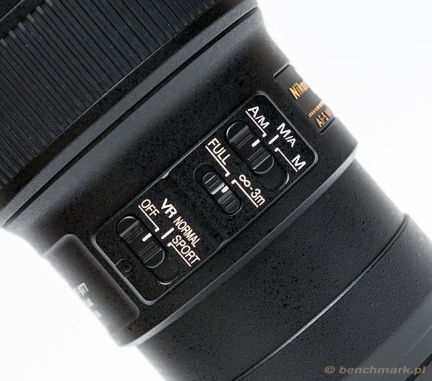 Nikkor 300 mm widok przełączniki
