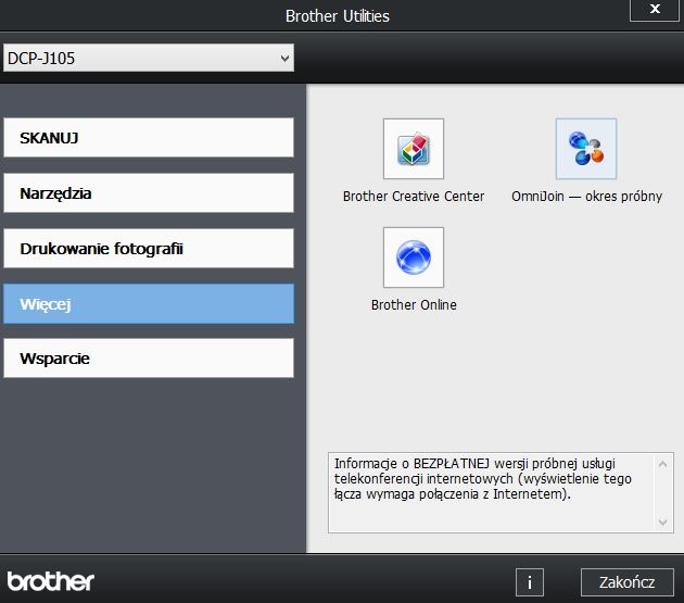 Brother DPC-J105 aplikacja Brother Utilities 5
