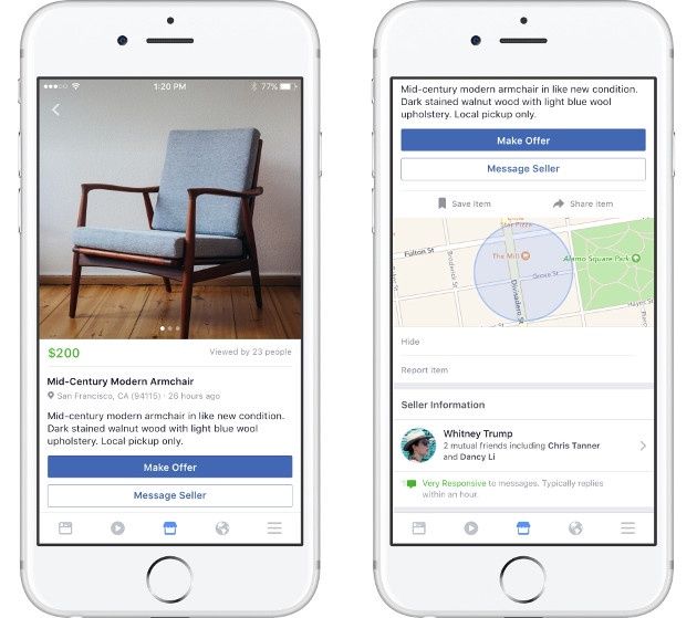 Facebook Marketplace screen