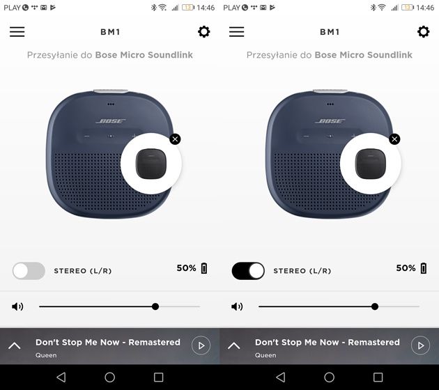 Bose Connect tryb Party i Stereo